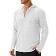 thumbnail image 2 of Men's Outdoor UPF 50+ Sun Protection Shirt Regular Fit Solid Color Long Sleeve Lightweight Quick Dry Breathable UV Block Top for Fishing Hiking Running White S, 2 of 7