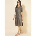 thumbnail image 4 of Janasya Women's Grey Crepe Foil Printed Straight Dress, 4 of 7