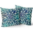 thumbnail image 3 of Spring Teal Dahlia Pillow Covers 18X18 in Navy Blue Teal Floral Couch Pillow Cases Modern Abstract Throw Pillows Set of 2 Summer Home Decor for Living Room Bedroom Bed Cushion Outdoor, 3 of 4