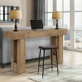 thumbnail image 4 of Farmhouse Console Table 63" Rustic Entryway Table with Open Shelves, Vintage Sofa Table with Knife Cut Wood Grain for Hallway, Living Room, Foyer, 4 of 7