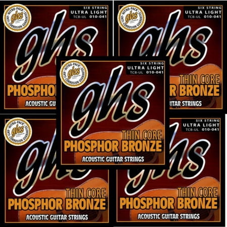 GHS Guitar Strings Acoustic 5-Packs Thin Core Ultra Light Phosphor Bronze 10-41