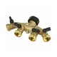thumbnail image 1 of Adaptador de manguera de 4 vías con rosca de latón de 3/4" para riego de jardín (dorado) (1 unidad), 1 of 5