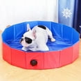 thumbnail image 4 of Flmtop Dog Puppy Cat Inflatable Foldable Water Play Bathing Tub Pet PVC Swimming Pool Blue, 4 of 8