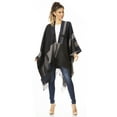 thumbnail image 5 of Sakkas Avi Women's Reversible Open Front Poncho Cardigan Ruana Cape Shawl W/Fringe - ColorBlockBlack - One Size Regular, 5 of 7