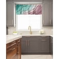 thumbnail image 5 of Kitchen Cafe Valance Curtain for Small Windows,Geometric Wave Line Teal Pink Gradient Rod Pocket Valances Modern Abstract Ocean Beach Window Treatment Panel for Living Room/Bedroom/Bathroom,42x18in, 5 of 9