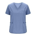 thumbnail image 3 of Nmnitkp Nurse Uniforms Women Set Women's Cool Stretch V-Neck Top and Cargo Pant Scrub Set with Regular and Small Sizes Light Blue,2XL, 3 of 8
