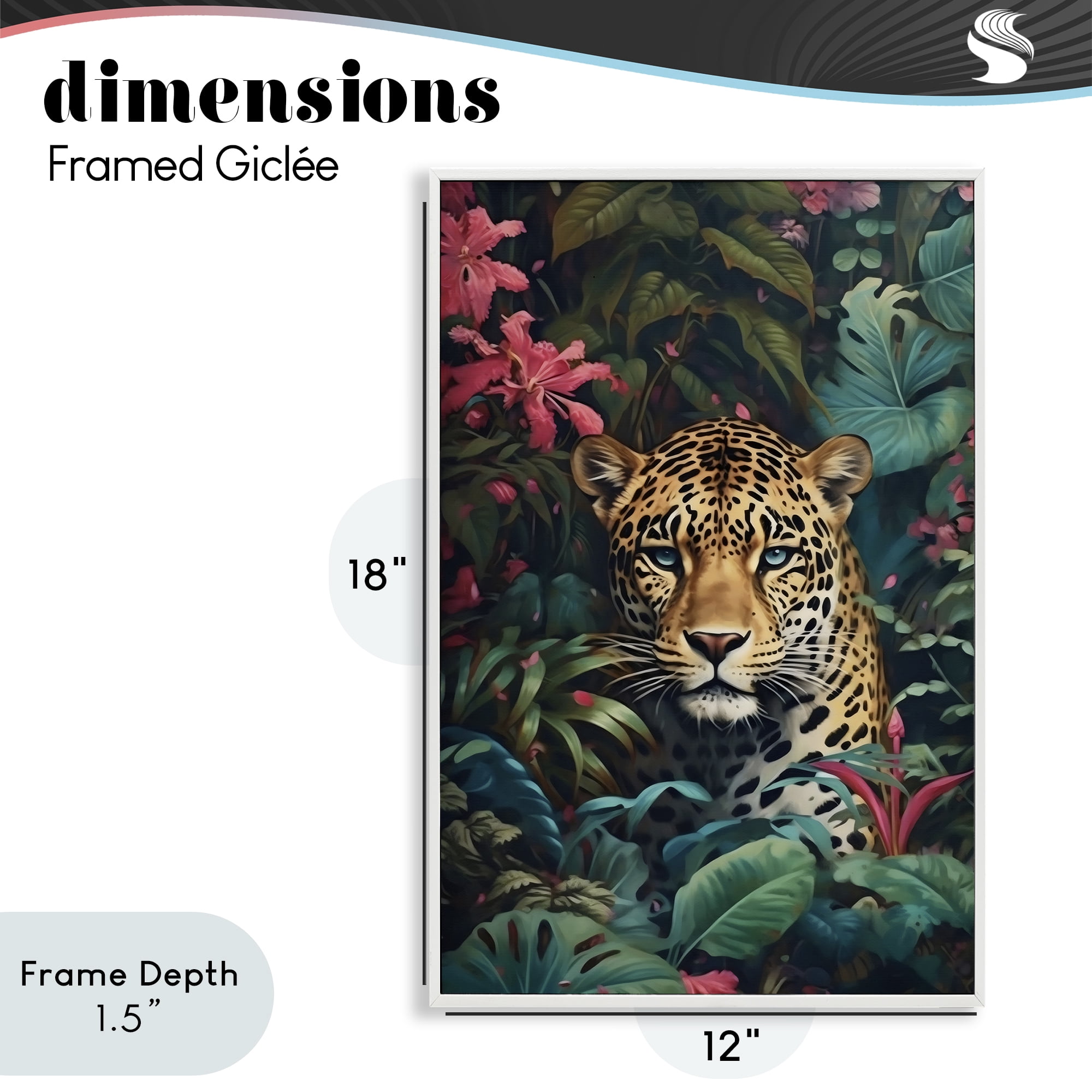 Stupell Industries Jaguar with Silent Emerald Gaze White Framed Giclee Art, design by Creative Studio