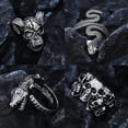 thumbnail image 2 of Juego de 16 anillos góticos punk de plata para hombres y mujeres, con diseño de rana, serpiente, mariposa, araña, ojo de animal, ajustable, estilo gótico, apilables., 2 of 5