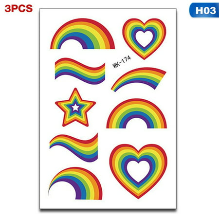 KABOER 3Pcs\\/Set Rainbow Series Body Stickers Waterproof Temporary Tattoo Sticker Gay Pride Lgbt Pride Body Tattoo (Best Gay Tattoo Ideas)