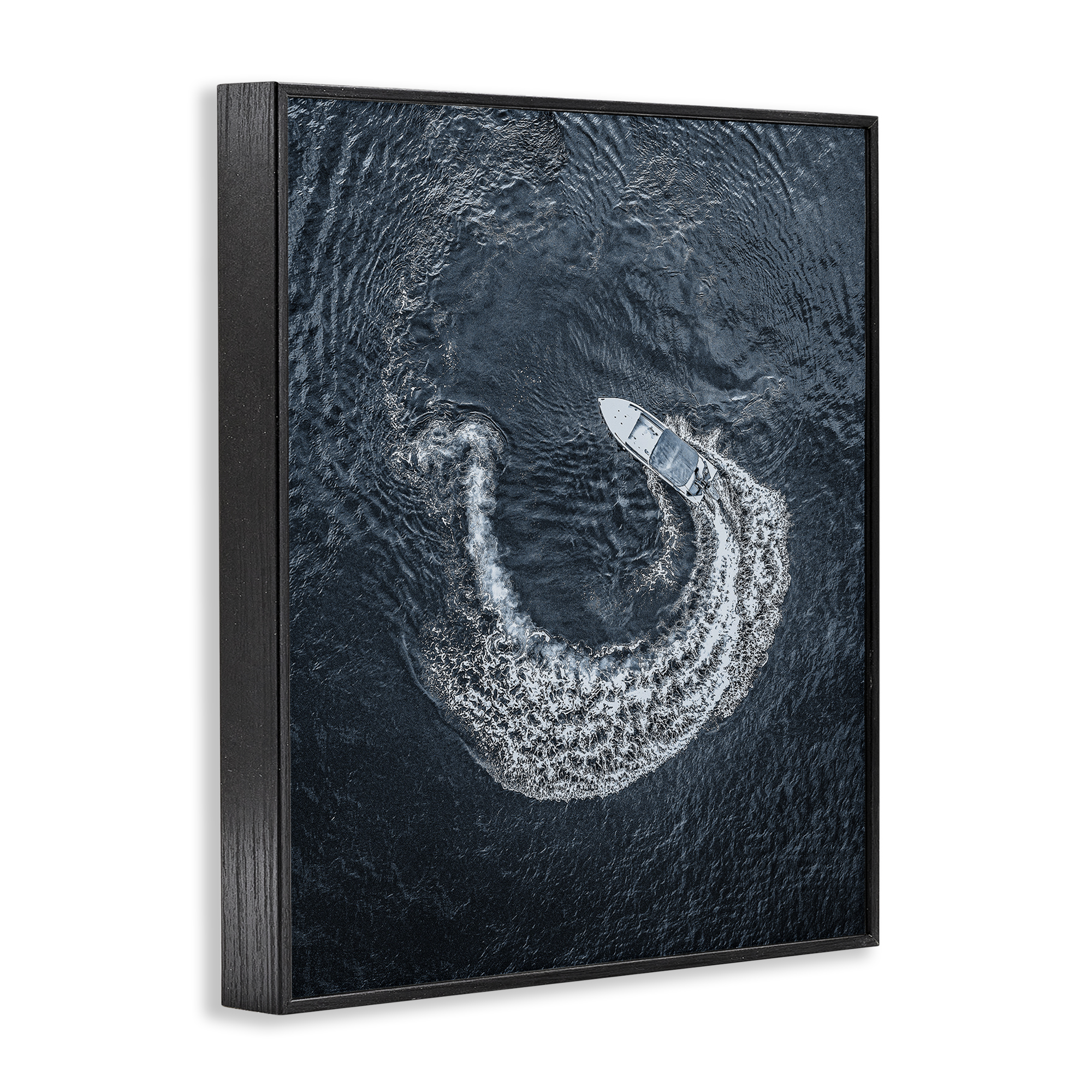 Stupell Industries Boat Circling Water Transportation Photography Black Framed Art Print Wall Art, 24 x 30