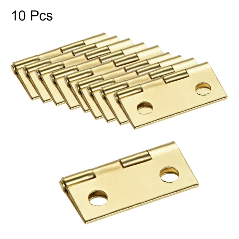 Uxcell 0.7 Small Hinge Jewelry Case Wooden Box Hinges Fittings Golden  Plain 10pcs 