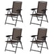 thumbnail image 1 of Costway Set de 4 sillas plegables para patio, sillas con respaldo de tiras altura regulable y reposabrazos, sillas portátiles resistentes a la intemperie para exterior e interior jardín piscina playa, 1 of 8