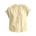 thumbnail image 4 of Womens Summer Tops Short Sleeve V Neck Simple Casual Blouse Daily All Match Daily Tops, 4 of 6