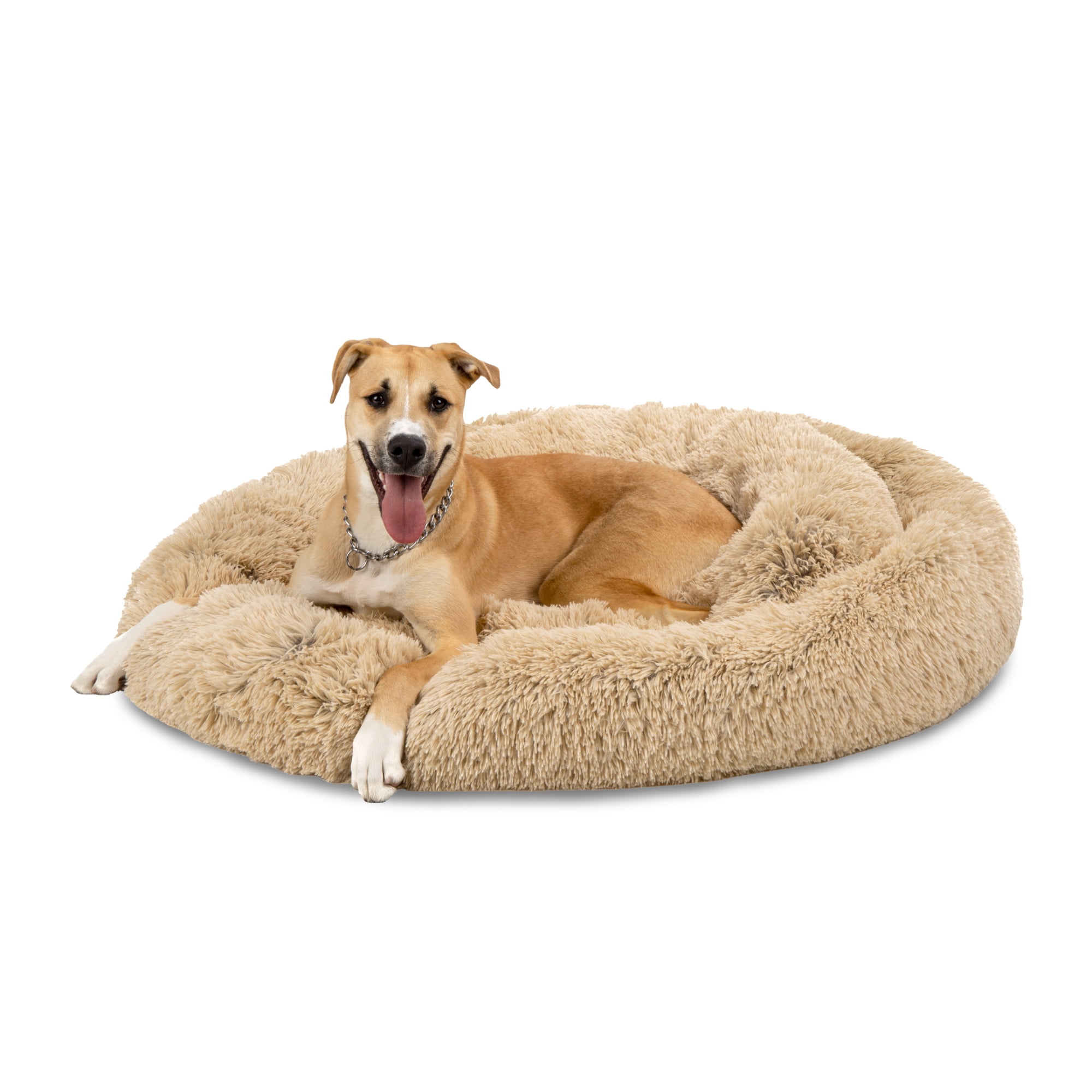 Best Choice Donut Calming Dog Pet Dog Bed, Medium, Brown