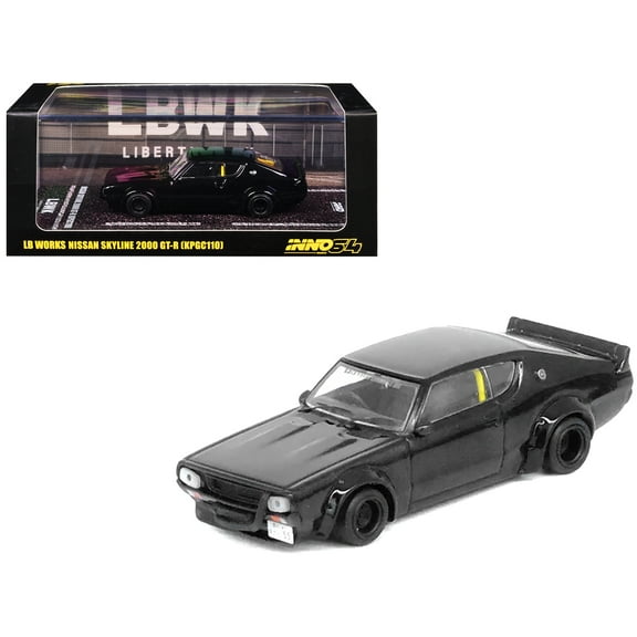 Nissan Skyline 2000 GT-R (KPGC110) RHD (Right Hand Drive) "LB-Works" Black 1/64 Diecast Model Car by Inno Models