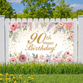 thumbnail image 5 of Elegant Floral Birthday Banner 90th Celebration Gold Glitter for Senior Party Indoor Decoration Event, 5 of 8