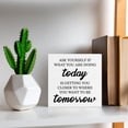 thumbnail image 6 of Zomyto 5"x5" Inspirational Motivational Sayings Wooden Box Sign Ask Yourself If What You Are Doing Today Wood Sign Decor Wooden Block Sign, 6 of 8