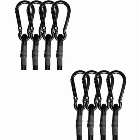 12in Bungee Cords with Hooks Heavy Duty, Outdoor Carabiner Black Bungee Cord, Elastic Bungee Straps for Securing Tarps, Luggage, Tents