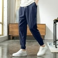 thumbnail image 3 of Men's Summer Oversize Casual Pants Solid Color Drawstring Holiday Beach Trousers Golf Jogger Sport Pants, 3 of 4