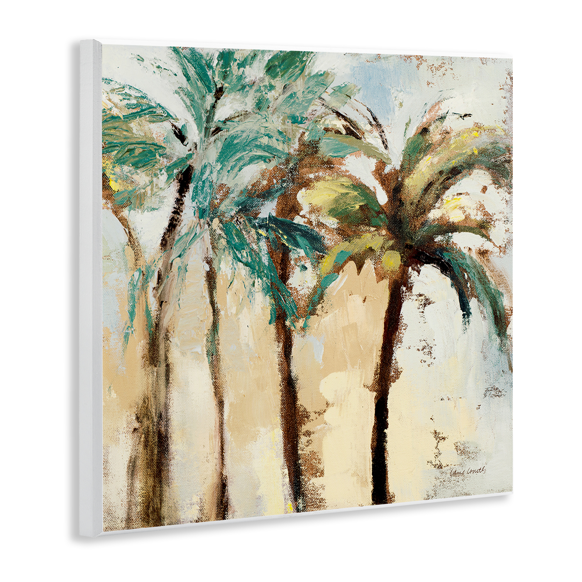 Stupell Industries Rustic Brushed Palm Trees Botanical & Floral Painting Unframed Art Print Wall Art, 12 x 12