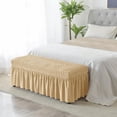 thumbnail image 3 of VONKY Long Bench Cover Bench Seat Furniture Protector for Living Room Hotel Decor Dark Beige, 3 of 8