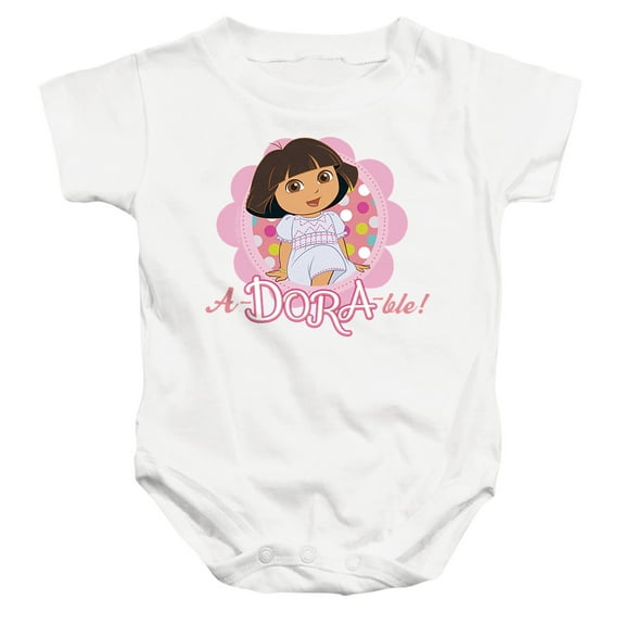 Popfunk Dora The Explorer A-Dora-Ble! Unisex Infant Snap Suit for Baby, White, Small