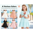 thumbnail image 6 of Actgleam Girls Waffle Short Sleeve Dresses Summer Casual Skater Swing Twirly Sundress For Girl,Black,9-10Years, 6 of 13