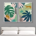 thumbnail image 2 of IDEA4WALL Framed Canvas Print Wall Art Set Jungle Cheetahs with Tropical Monstera Leaves Modern Wall Decor Bohemian Nature Artwork for Living Room, Bedroom, Office - White 16"x24"x3, 2 of 5