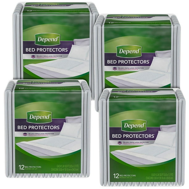 The Depend Disposable Waterproof Bed Pads, Overnight Absorbency (48 ct