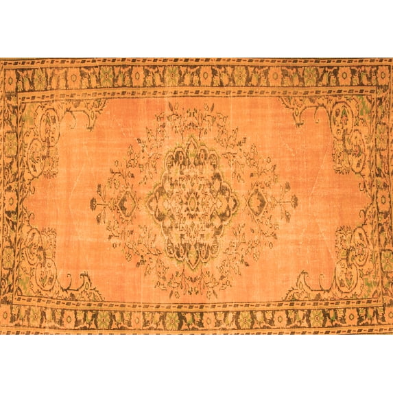Ahgly Company Indoor Rectangle Abstract Orange Contemporary Area Rugs, 2' x 5'