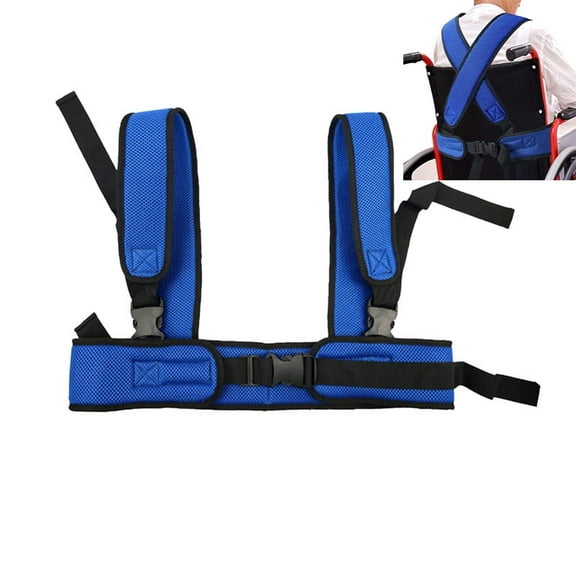 Wheelchair Harness Torso Support Vest, Adjustable Full Body Harness, Prevents Tilting or Falling, Wheelchair Restraint Belt for The Elderly and Persons with Reduced Mobility, Blue