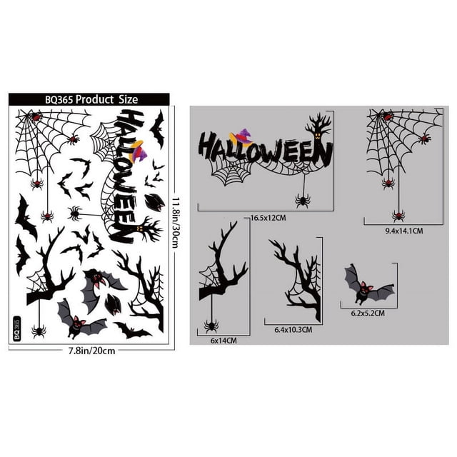 4 piezas de calcomanías de pared de Halloween, decoraciones para fiestas de Halloween, murciélagos, castillo antiguo, decoración del hogar de Halloween, calcomanías para ventanas de Hallowee