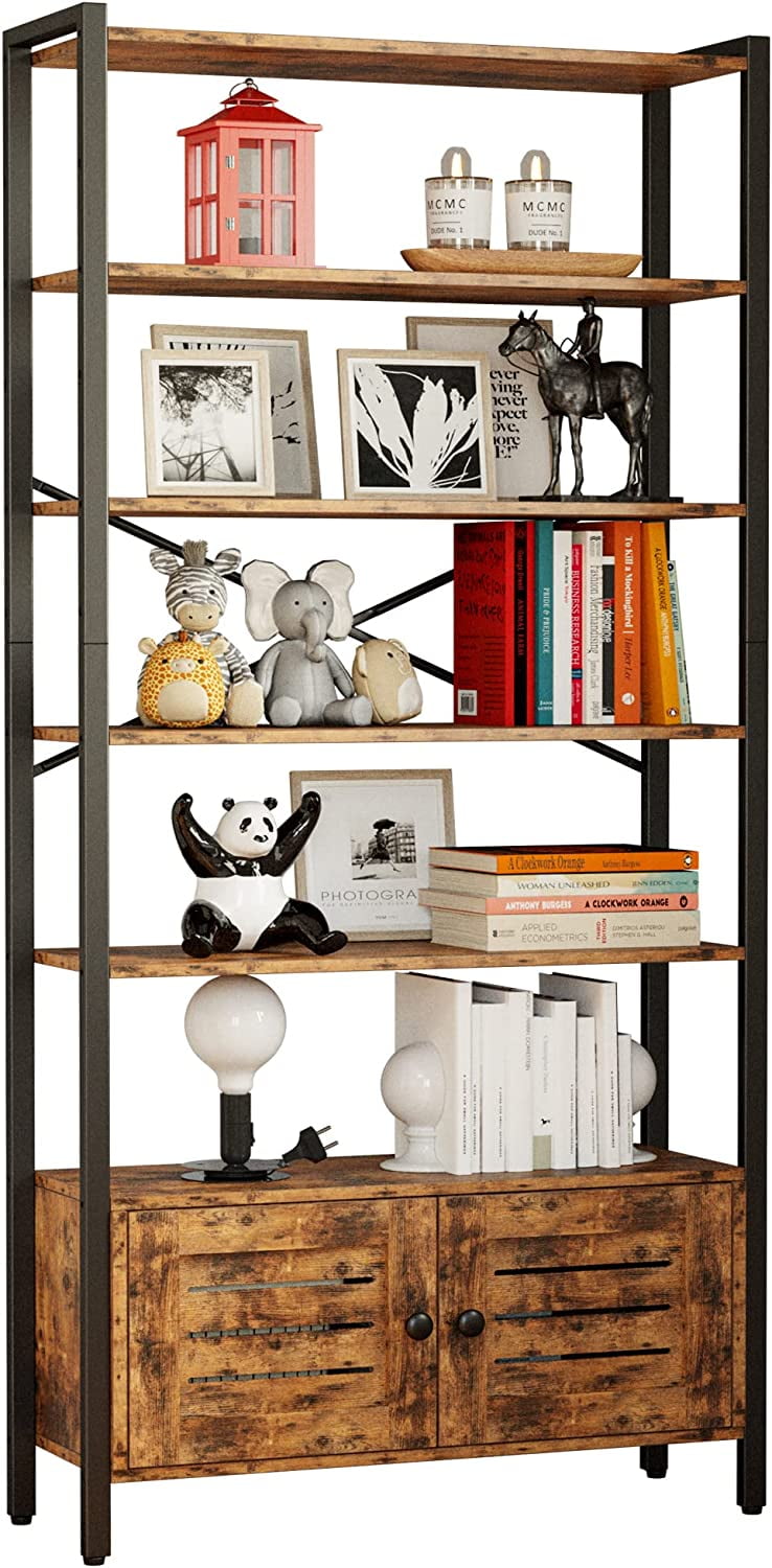 IRONCK Bookshelf and Bookcase with Adjustable 5 Shelves, on Wheels 70