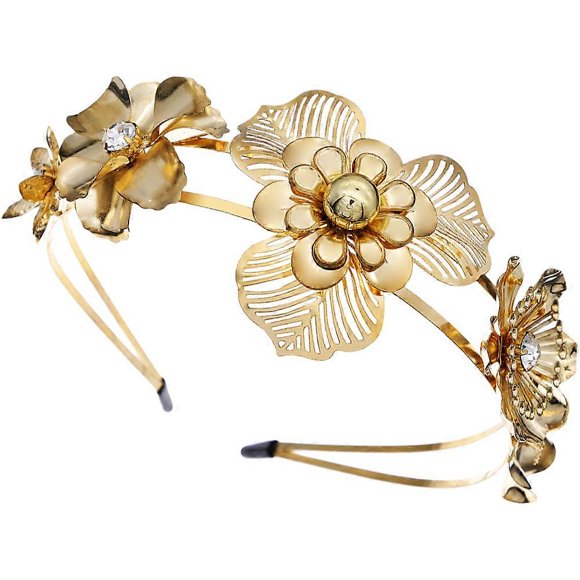 Flower Headband Photo Prop Accessory Metal Headpiece Double Layer Flower Headband
