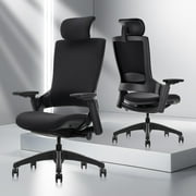 CLATINA Ergonomic High Swivel Executive Chair with Adjustable Height Head 3D Arm Rest Lumbar Support and Upholstered Back for Home Office Black
