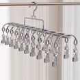 thumbnail image 4 of Closet Organizer with 20 Clips,Clothes Drying Rack,Upgraded Legging Hangers,Space Saving Hanging Closet Organizer,Legging Hangers for Closet Organizer,Hanging Rack for Clothes,Socks,Hats,14.3",Grey, 4 of 5