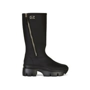GIUSEPPE ZANOTTI Womens Black 1-1/2" Platform Logo Rexana Round Toe Zip-Up Rain Boots 37.5
