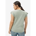 thumbnail image 2 of ellos Women's Plus Size Cap Sleeve Henley Tee - 34/36, Desert Sage, 2 of 2