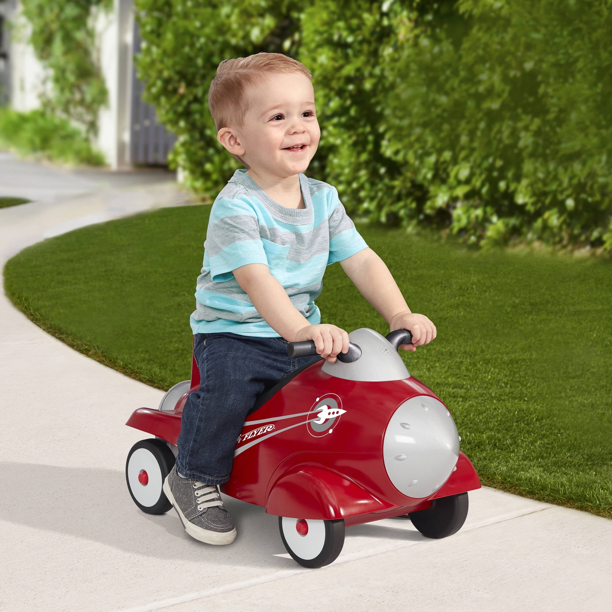 Radio Flyer Retro Rocket Ride-On Toy Rider for Toddler with Lights