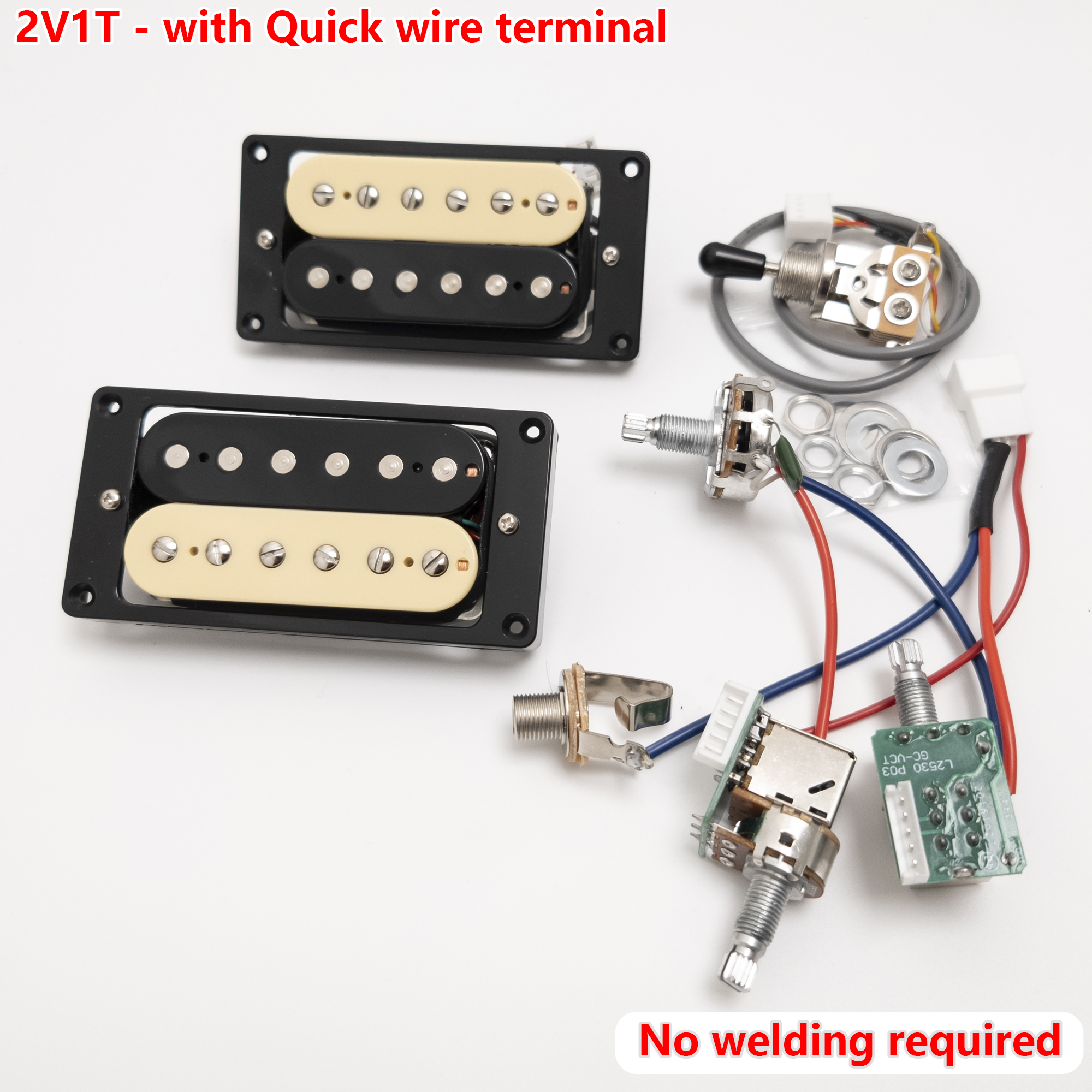 Guitar Alnico V Humbucker Pickups, 4C, with 2V1T Quick Connect Wiring Harness, For Gibson LP Guitar