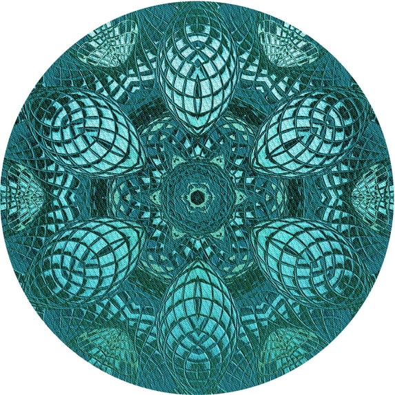 Ahgly Company Machine Washable Indoor Square Transitional Dark Turquoise Green Area Rugs, 3' Square