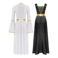 thumbnail image 2 of Raenseen Robes de Danse pour Femmes Tenues de Culte Col Carré Tunique avec Robes à Manches Longues Noir&Blanc m, 2 of 7