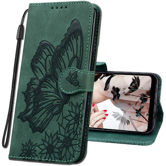 Case Slim Premium Leather Flip Wallet with Card Holder Magnetic Closure Protective Phone Case Cover for SamsungDark Green(Samsung S9Plus)