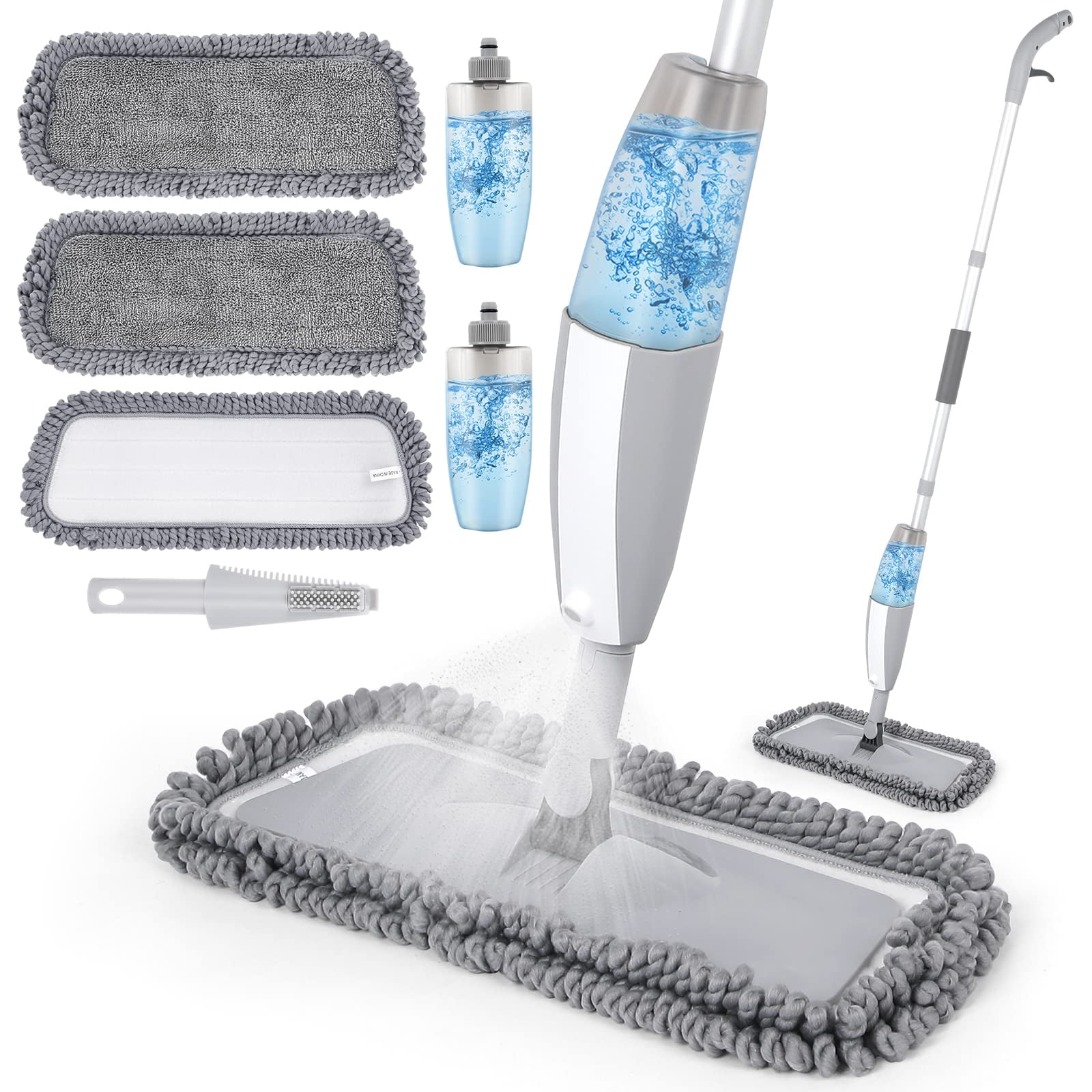 SUMMERFUN Microfiber Spray Mop Cleaner with 2 Refillable Bottles, Wet