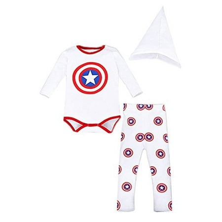 StylesILove Baby Boy Super Hero 3-piece Costume Clothing Set (18-24 Months, White)