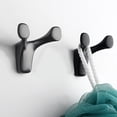 thumbnail image 3 of Gancho de pared de 3 uds, gancho de baño con cuerno de vaca, negro, 3 of 5