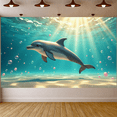 thumbnail image 6 of LUUFILx Dolphin Backdrop Banner Ocean Theme Photography Props Party Supplies Decorations Underwater Scene Summer Birthday Aquatic Décor Background, 6 of 8
