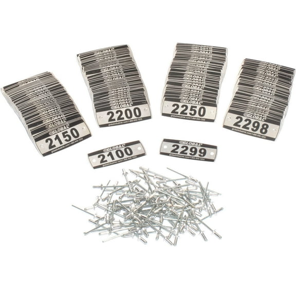 Global Industrial Locker Number Plate Kit, Numbered 2100-2299, 200/Pack