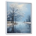 thumbnail image 2 of Designart "Snow Tree Winters Beauty Pointillism I" Landscape & Nature Floater Framed Canvas Print, 2 of 7
