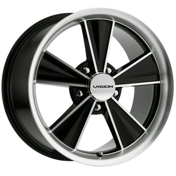 Vision V324 Dazzler 15x7 5x4.75" 5mm Black/Machined Wheel Rim 15" Inch